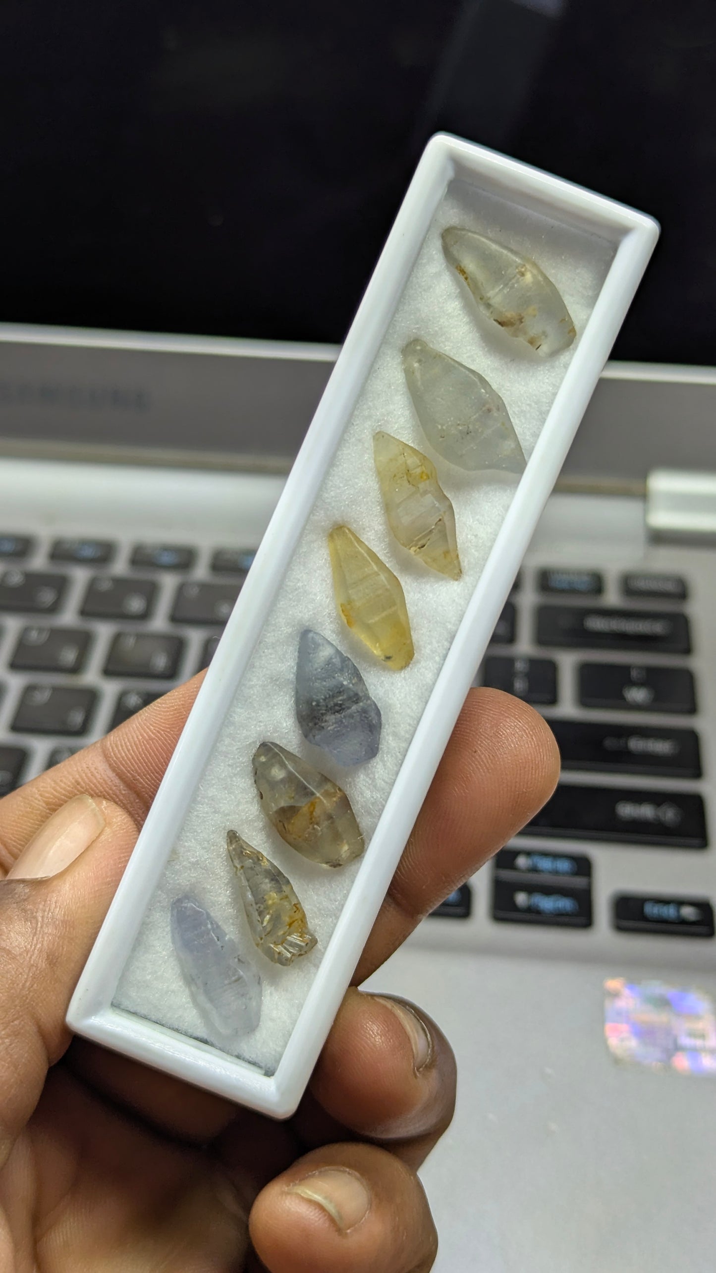 Natural Sapphire Crystal Parcel – 52 ct (8 Pieces) | Blue & Yellow Unheated Ceylon Crystals