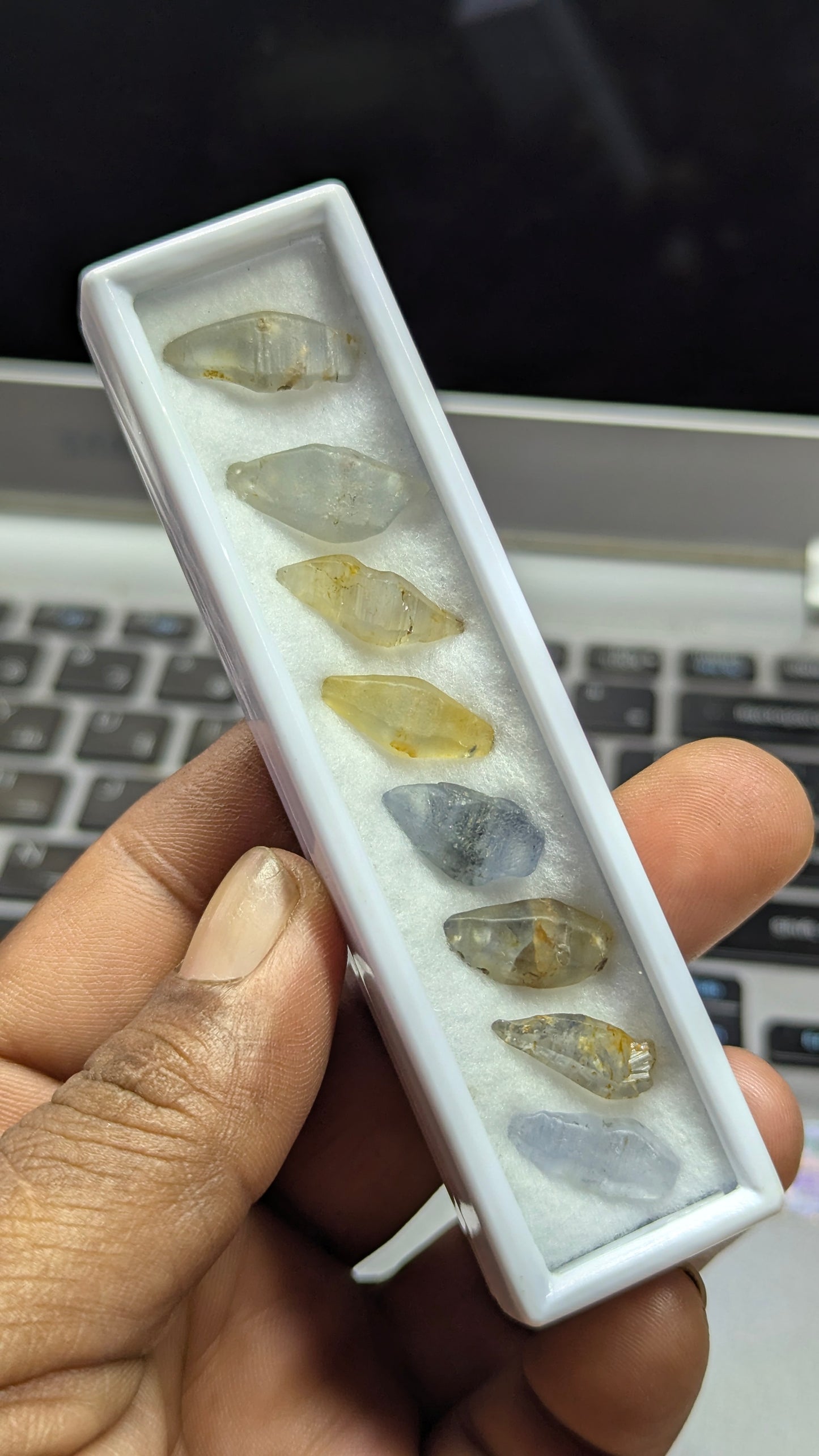 Natural Sapphire Crystal Parcel – 52 ct (8 Pieces) | Blue & Yellow Unheated Ceylon Crystals