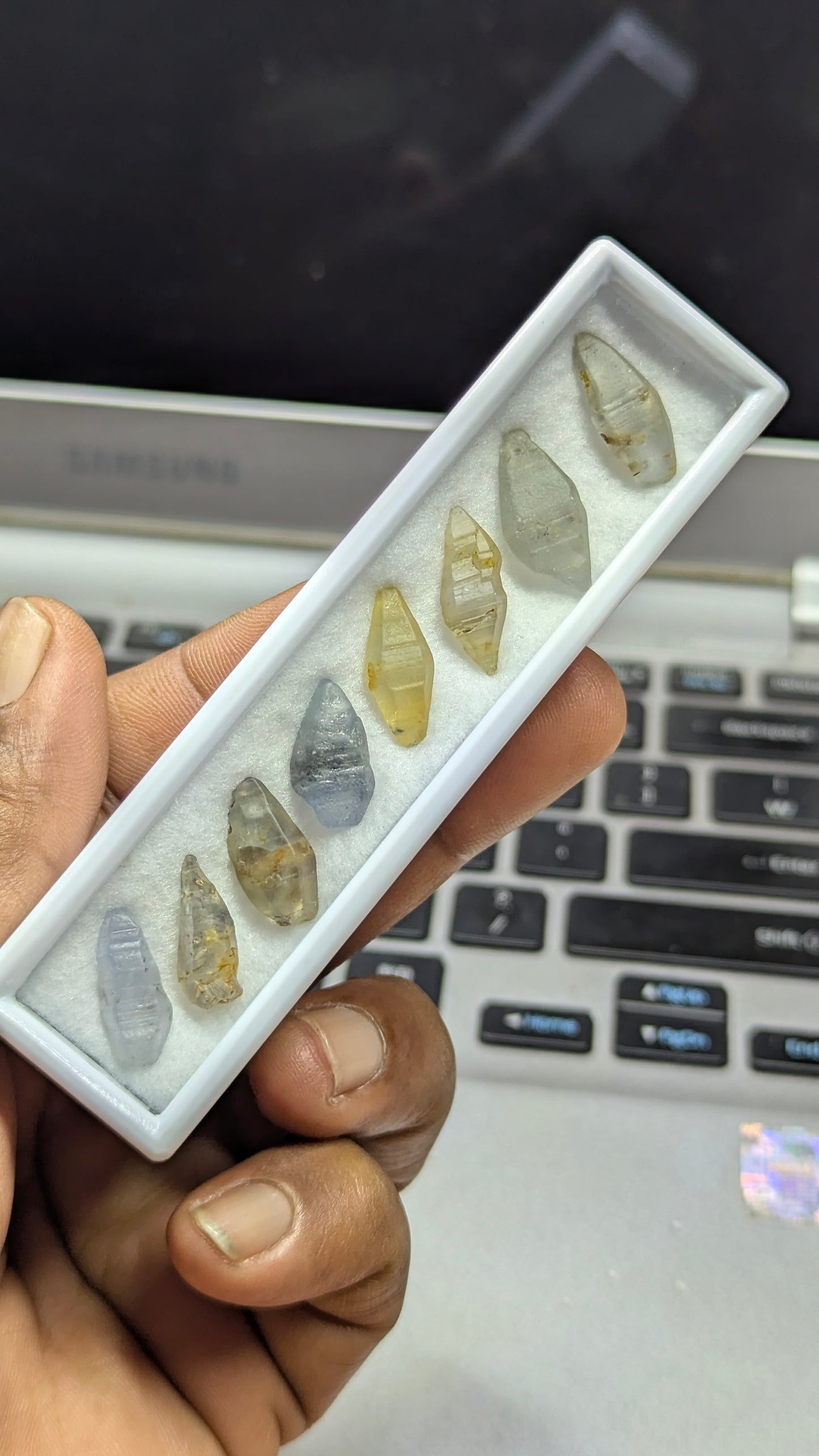 Natural Sapphire Crystal Parcel – 52 ct (8 Pieces) | Blue & Yellow Unheated Ceylon Crystals