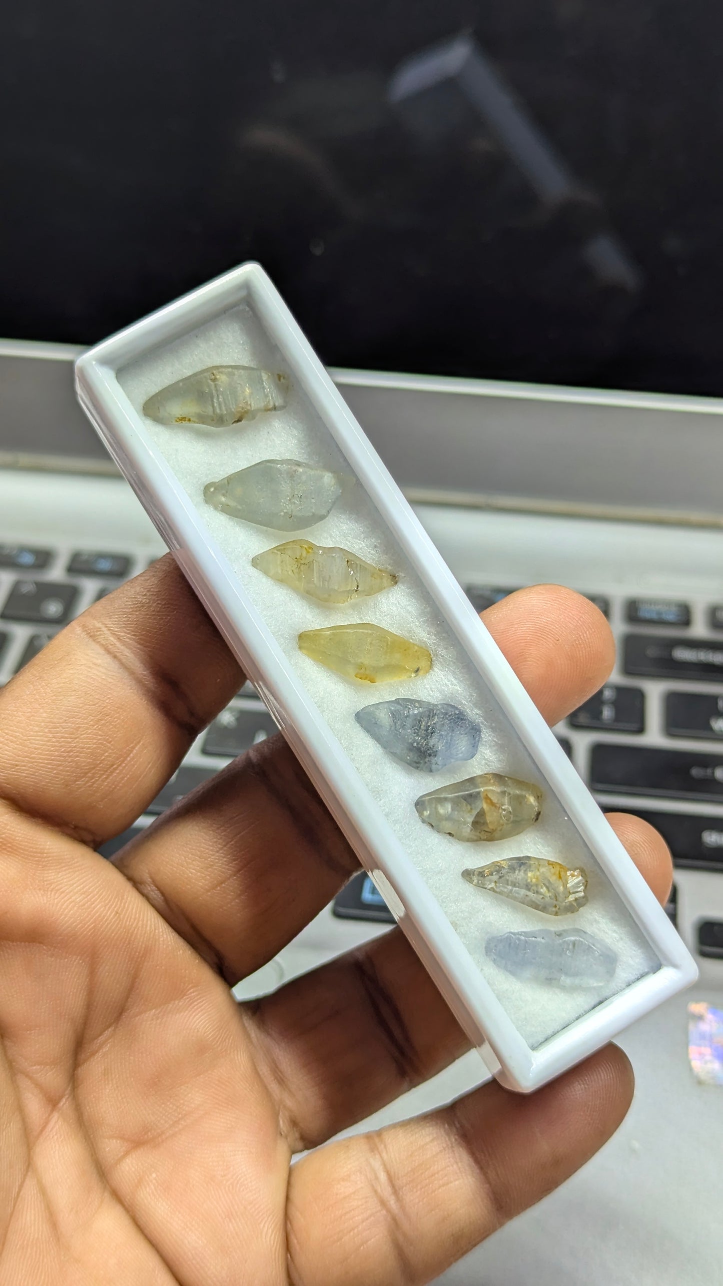 Natural Sapphire Crystal Parcel – 52 ct (8 Pieces) | Blue & Yellow Unheated Ceylon Crystals
