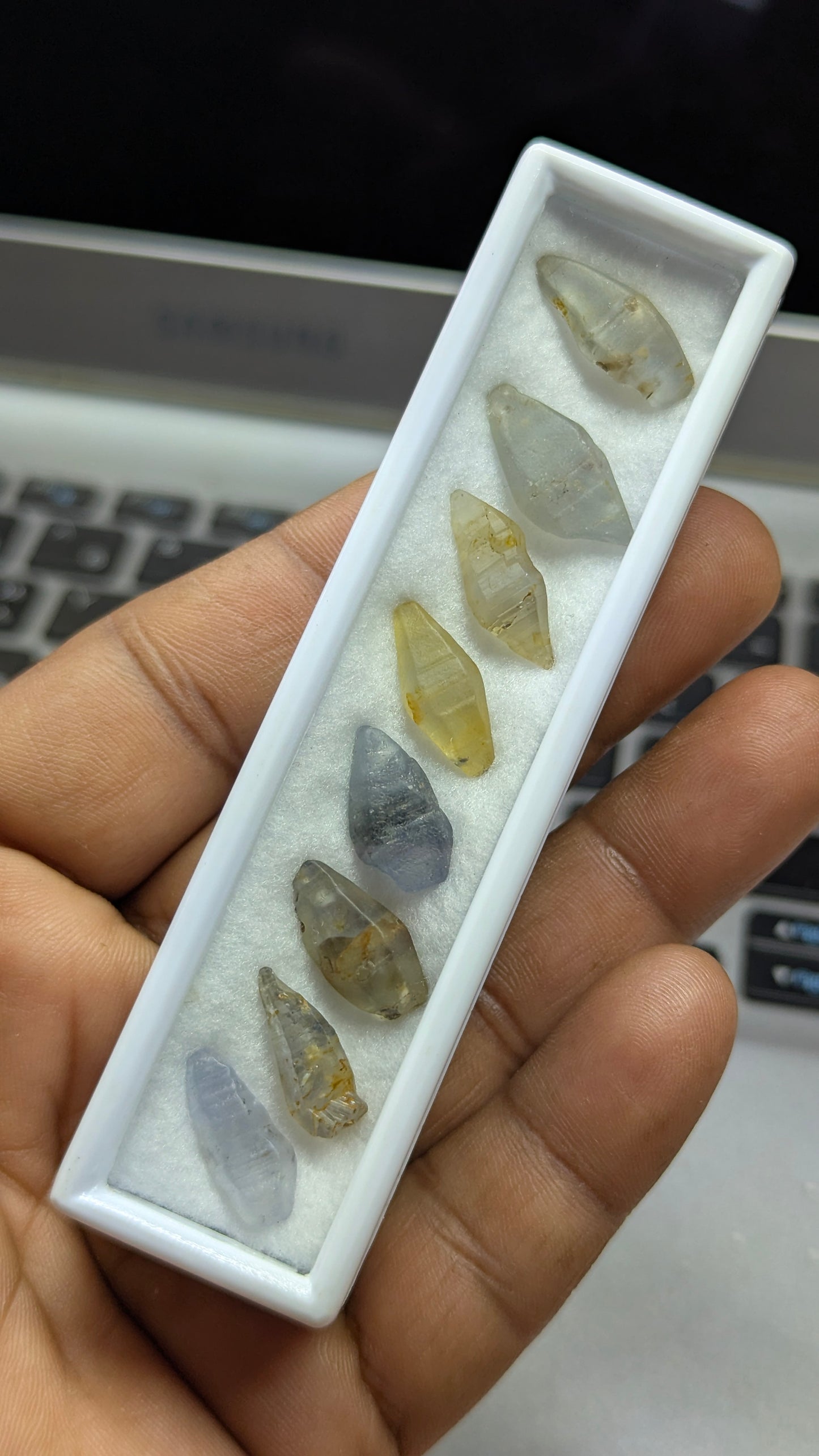 Natural Sapphire Crystal Parcel – 52 ct (8 Pieces) | Blue & Yellow Unheated Ceylon Crystals
