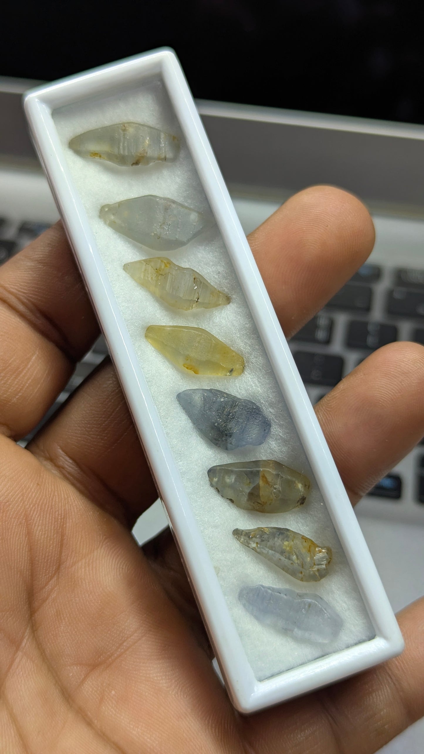 Natural Sapphire Crystal Parcel – 52 ct (8 Pieces) | Blue & Yellow Unheated Ceylon Crystals