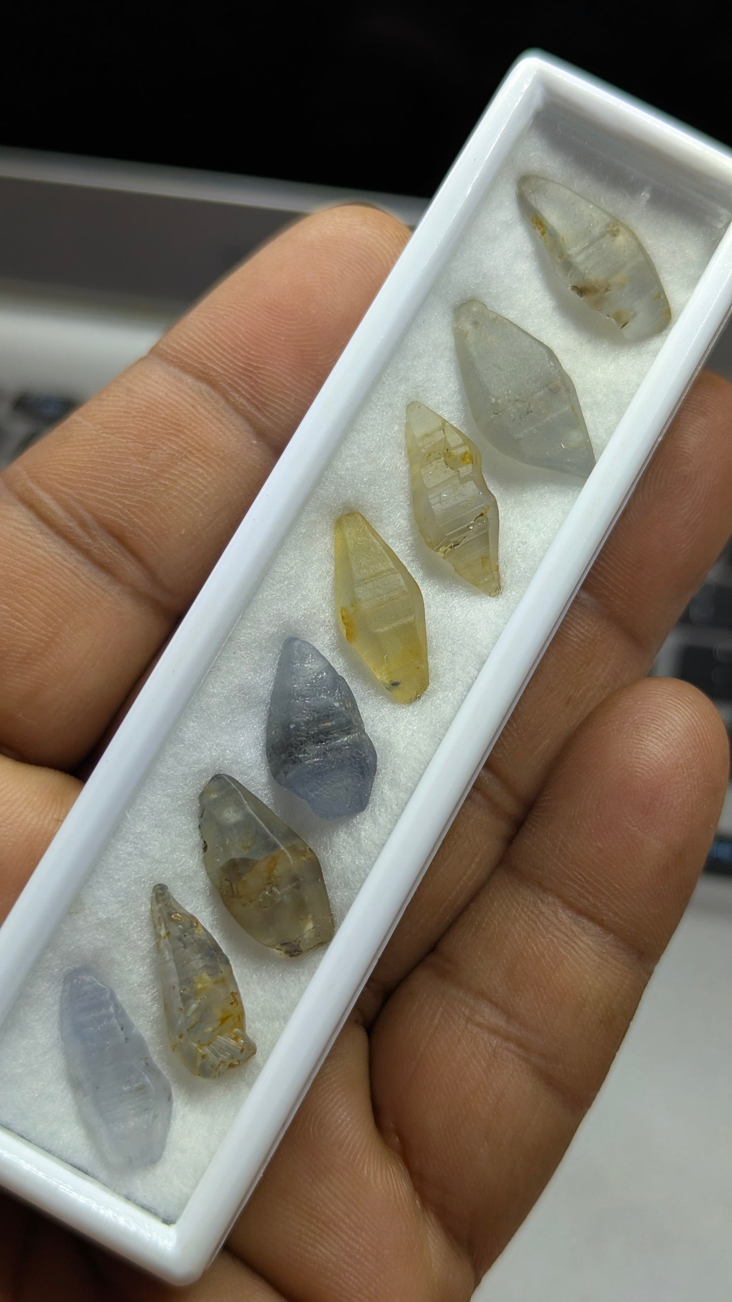 Natural Sapphire Crystal Parcel – 52 ct (8 Pieces) | Blue & Yellow Unheated Ceylon Crystals