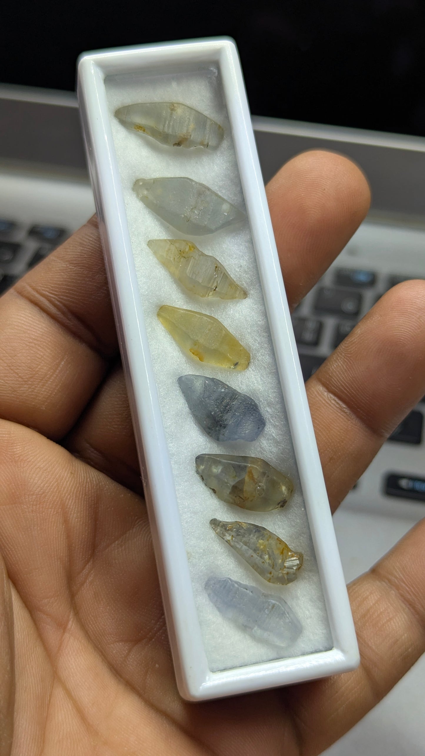 Natural Sapphire Crystal Parcel – 52 ct (8 Pieces) | Blue & Yellow Unheated Ceylon Crystals