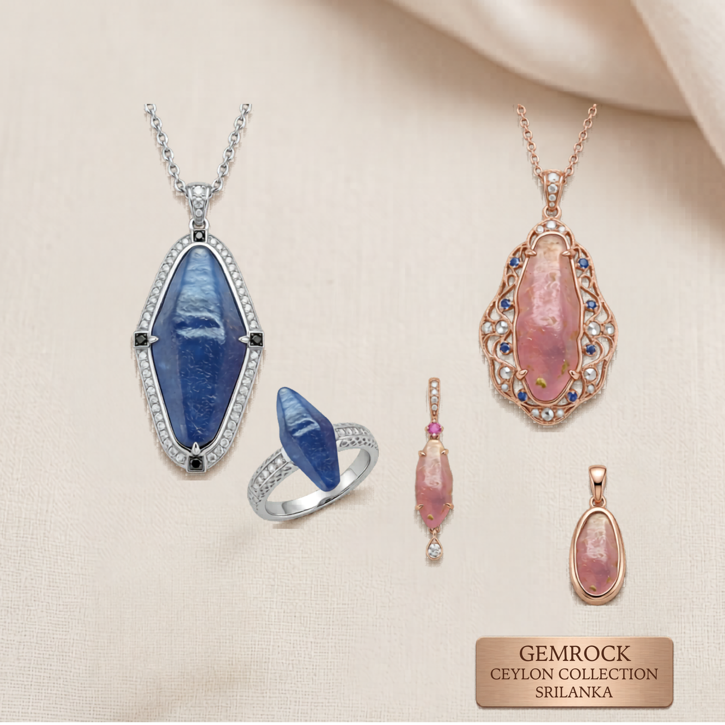 Natural Blue and Padparadscha Sapphire Crystals 3.52ct Pair