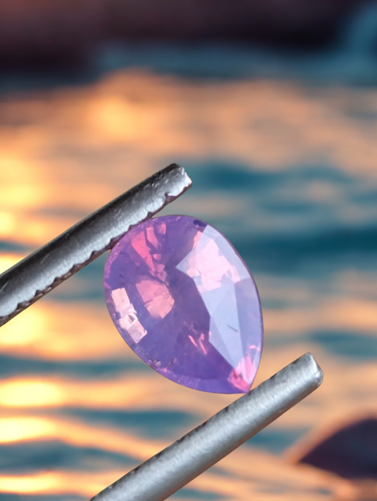 Natural Unheated Padparadscha Sunset Sapphire 0.93ct Drop Shape VS Clarity | Silky Blue Tint | Eye Clean Ceylon Gemstone | Fine Jewelry Gem